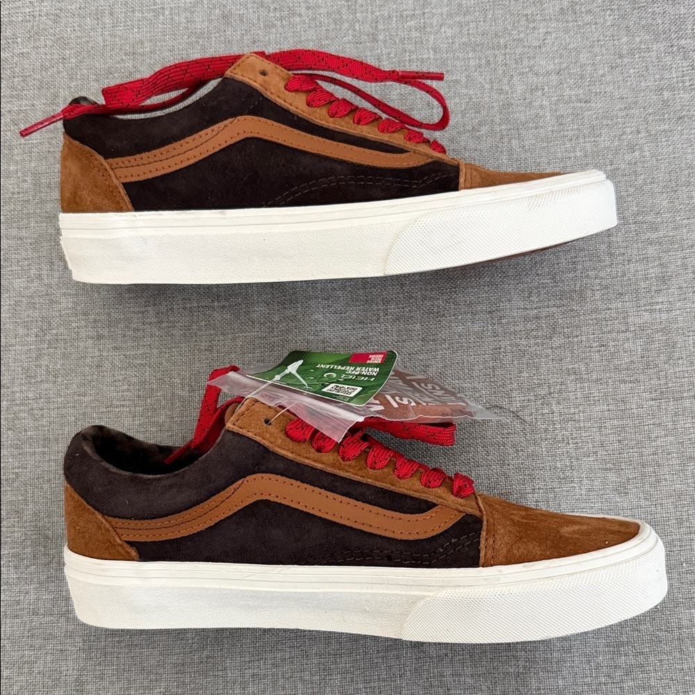 Vans Old Skool Men's Brown and Red Suede Sneakers - Picture 4 of 8